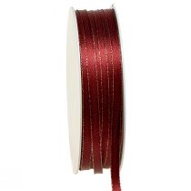 Article Ruban décoratif ruban de Noël or rouge foncé L6mm L50m