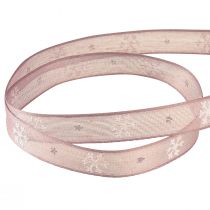 Article Ruban décoratif flocons de neige ruban décoratif rose W15mm L15m
