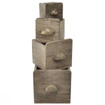 Article Ensemble de tiroirs en bois avec poignée, marron essuyé - rangement rustique, ensemble de différentes tailles, 4 pièces