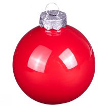 Article Boules de Noël boules de sapin rouge verre brillant Ø6cm 24 pcs