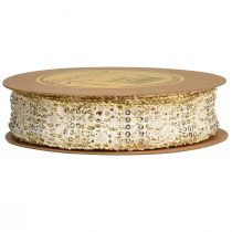 Article Ruban dentelle blanc avec accents dorés ruban décoratif dentelle 25mm 15m
