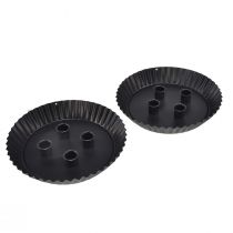 Article Bougeoir en métal en forme de gâteau – Noir, Ø 24 cm – Décoration de table élégante pour 4 bougies – 2 pièces