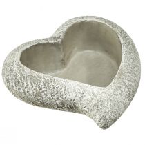 Article Bol à plantes coeur en pierre moulée coeur plante gris blanc 16×16×5cm