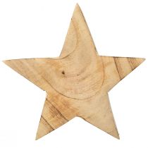 Article Étoile décorative rustique en bois de paulownia - design naturel, Ø 15 cm, 6 cm d'épaisseur - décoration en bois polyvalente - 2 pièces