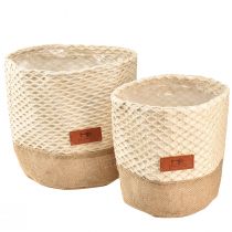 Article Corbeille en tissu Jardinière Utensilo crème naturelle Ø16cm Ø19cm