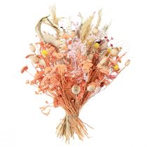 Article Bouquet de fleurs séchées bohème, orange et abricot, décoratif, 45 cm, 80 g