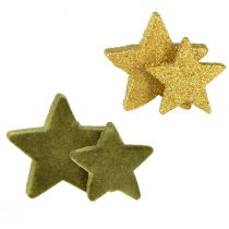 Article Décoration à disperser étoiles vert et or avec paillettes décoration de table Noël 4/5cm 40 pcs