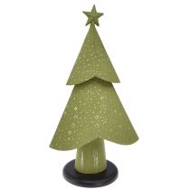 Article Sapin de Noël métal bois étoiles argent vert H46,5cm