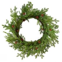 Article Couronne de sapin artificiel avec cônes vert marron Ø49cm