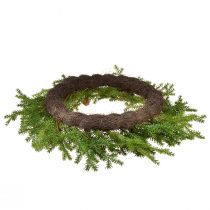 Article Couronne de sapin artificielle, vert-brun avec pommes de pin, décoration de Noël, Ø49cm