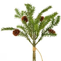 Article Branche de sapin artificiel avec deux cônes naturels - Attachée avec du jute - Décoration de Noël parfaite 28cm 4pcs