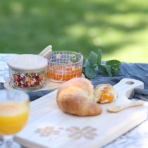 Article Coffret Tapas avec pots de confiture de pêches sur plateau 20 × 10 × 6,5 cm