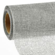 Article Chemin de table gris avec jute, tissu décoratif 29×450cm - Chemin de table élégant pour votre décoration de table de fête
