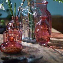 Article Vase bulbeux mini vases verre teinté rose Ø7cm H12cm 6 pcs