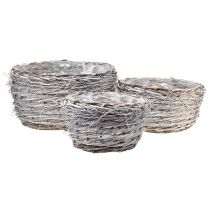 Article Ensemble de paniers rustiques en osier - 3 tailles (40 cm, 33 cm, 26 cm) - Idéal pour une décoration et un rangement style maison de campagne - Lot de 3