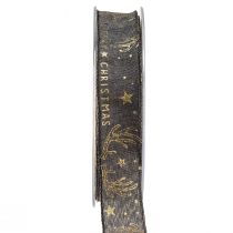 Article Ruban de Noël décoration bois étoile marron doré L25mm L15m