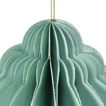 Article Boule de Noël papier oignon turquoise FSC Ø15cm H20cm