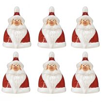 Article Figurine Père Noël en céramique, rouge et blanc, 6,4 cm – Décoration de Noël festive – 6 pcs