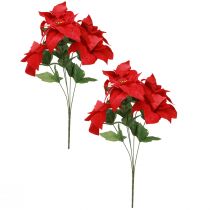 Article Poinsettia Étoile de Noël Rouge Artificiel L55cm 2pcs