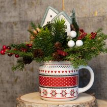 Article Mug de Noël tasse mug en céramique rouge et blanc Ø10cm H9cm