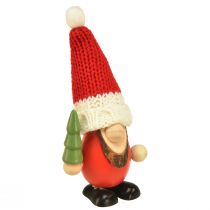 Article Nains de Noël nains décoratifs bois rouge vert H10,5/12cm 6 pièces