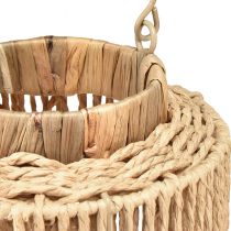 Article Lanterne en raphia avec anse en fibre naturelle pour bougie LED Ø19cm H36cm