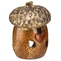 Article Lanterne gland marron, 15,4 cm - Décoration d&#39;automne rustique avec motif coeur