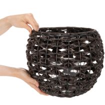 Article Porte-bougie chauffe-plat tressé, noir et marron, décoration estivale, Ø 31 cm H 25 cm