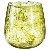 Article Vent léger décoration verre vintage jaune vert Ø12cm H12,5cm