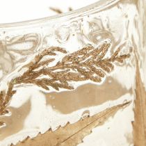 Article Lanterne en verre à feuilles dorées Ø7,5cm H8,5cm 2pcs