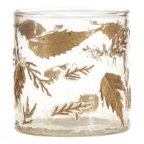Article Lanterne en verre à feuilles dorées Ø7,5cm H8,5cm 2pcs