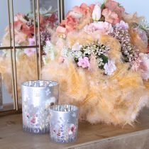 Article Lanterne en verre coquelicot prairie couleur argent H12,5cm 2 pcs