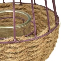 Article Lanterne avec anse et verre violet naturel Ø18cm H22cm
