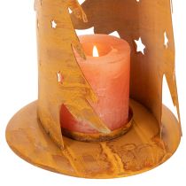 Article Lanterne de sapin de Noël, décoration en métal à la finition rustique, H 46 cm x L 25,5 cm