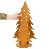 Article Lanterne de sapin de Noël, décoration en métal à la finition rustique, H 46 cm x L 25,5 cm