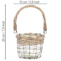 Article Porte-bougie chauffe-plat, verre, métal, osier, Ø10,5 cm, lot de 3