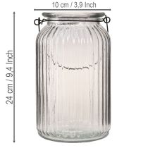 Article Lanterne/bougie en verre à suspendre, avec poignée, H18cm