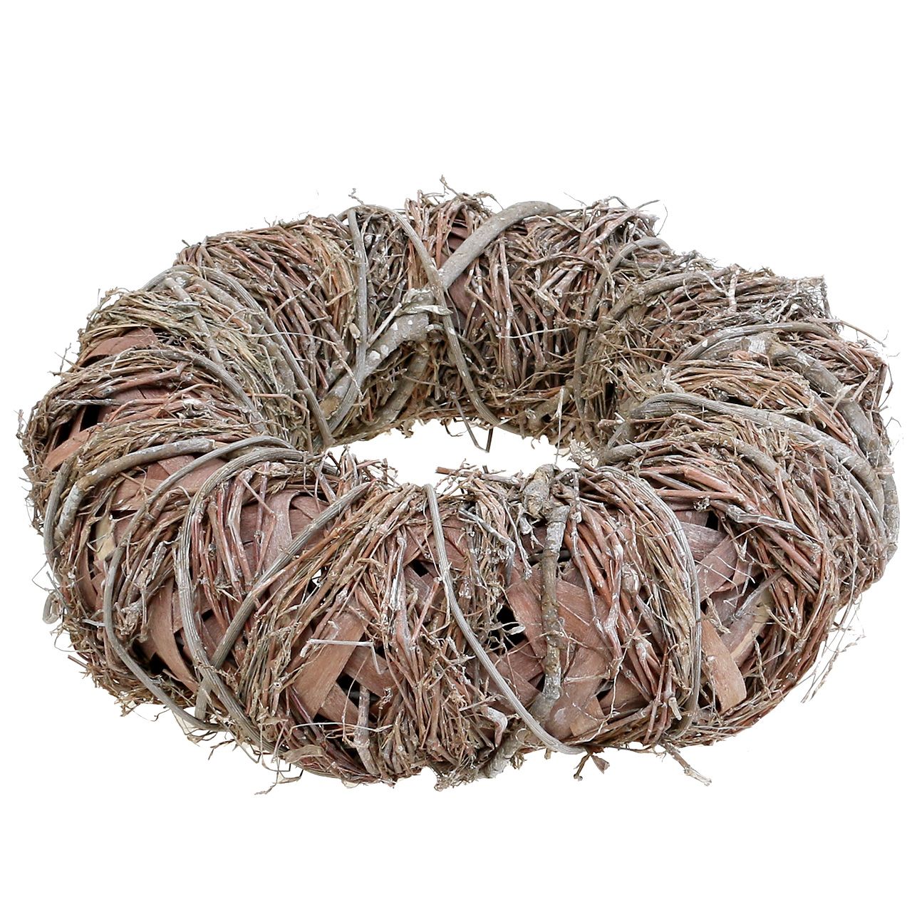 Couronne En Osier Lavé Blanc Full Star - Diamètre 40cm, Structure Métal