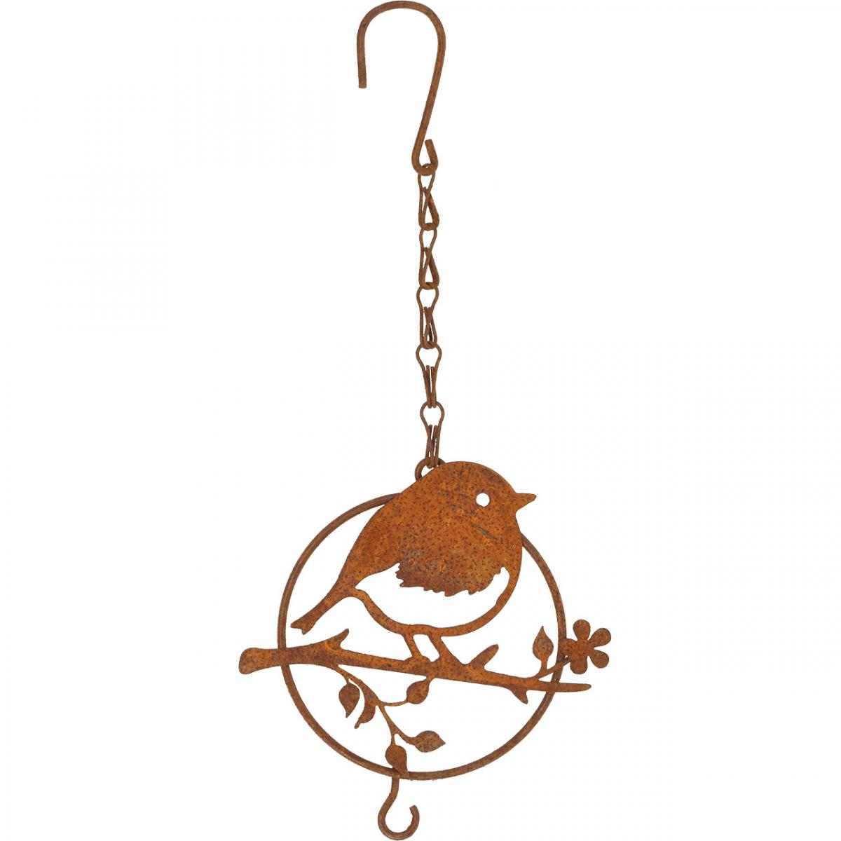 Mangeoire à oiseaux en métal vintage avec crochets, décor de