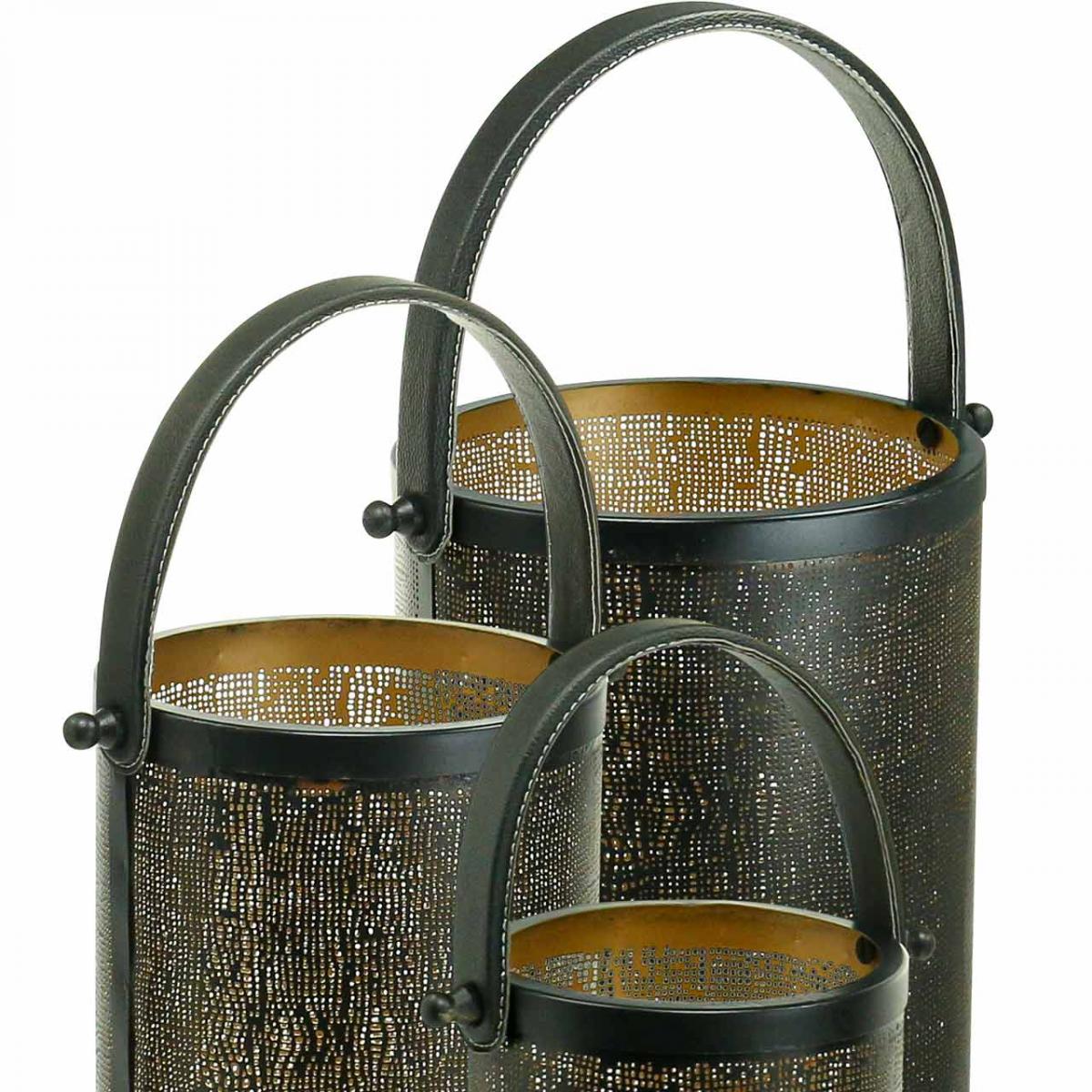Lot De 3 Lanternes Rondes En Papier Déco Fête - Multicolore - Métal - Taille 10 Cm - Pour Intérieur/Extérieur