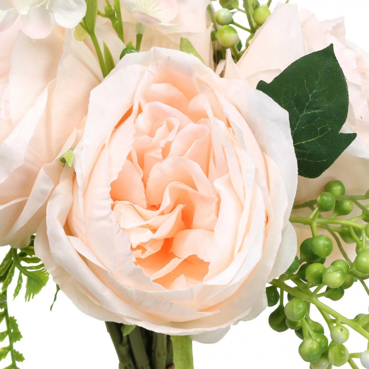 Bouquet de roses artificielles, bouquet de fleurs en soie, roses en bouquet, bouquet de roses artificielles rose L28cm