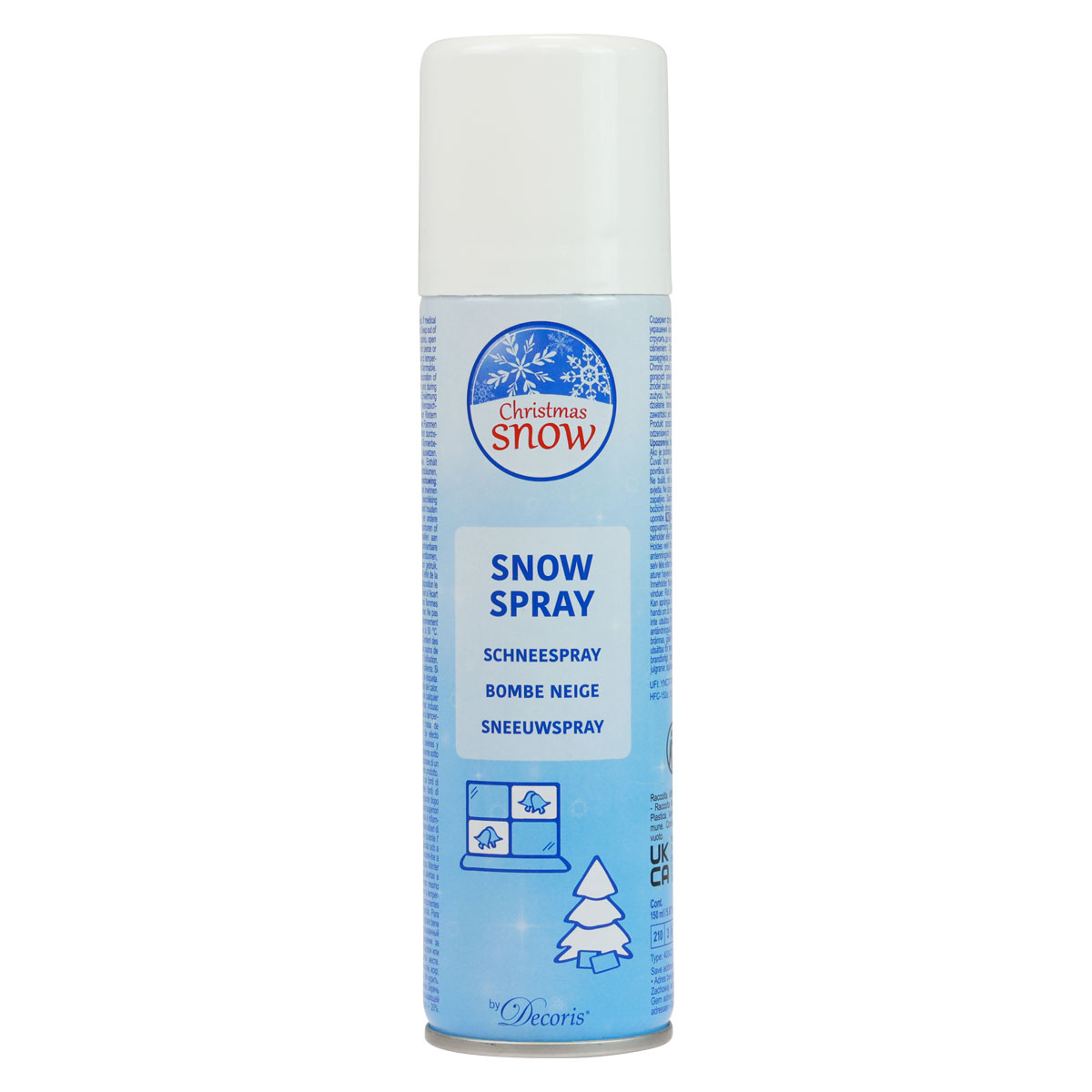 Bombe à neige aérosol + 8 pochoirs - 150 ml - Blanc