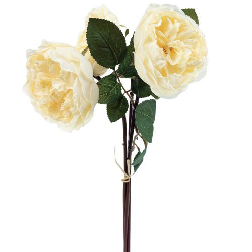 Floristik24 Roses artificielles comme de vraies fleurs artificielles crème 48cm 3pcs