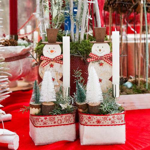 Floristik24 Bonhomme de neige bois de bouleau H33,5cm