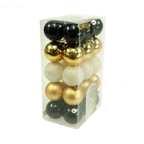 Floristik24 Mélange de boules pour sapin de Noël noir et or Ø 6 cm 30 p.