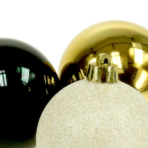 Floristik24 Mélange de boules pour sapin de Noël noir et or Ø 6 cm 30 p.