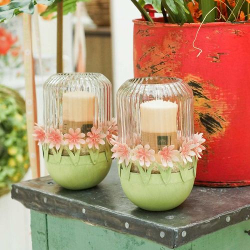 Floristik24 Bol à plantes, décoration printanière, bol en métal avec décoration florale, panier de Pâques