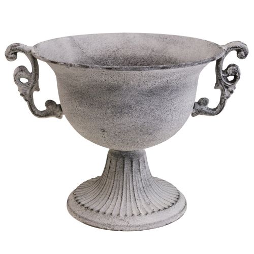 Floristik24 Coupelle déco blanc lavé coupelle déco métal Ø20cm H17.5cm