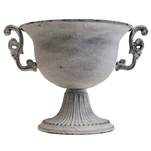 Floristik24 Coupelle déco blanc lavé coupelle déco métal Ø20cm H17.5cm