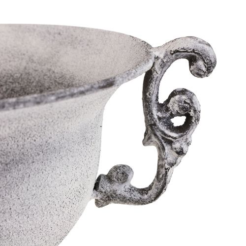 Floristik24 Coupelle déco blanc lavé coupelle déco métal Ø20cm H17.5cm